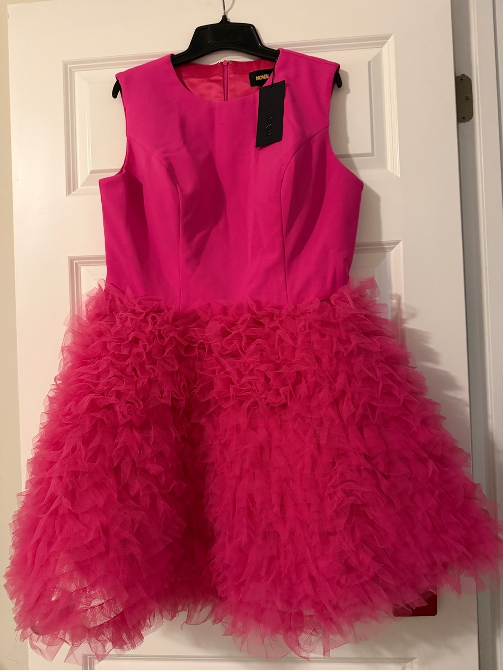 Women’s Hot Pink Ruffled Tulle Party Dress